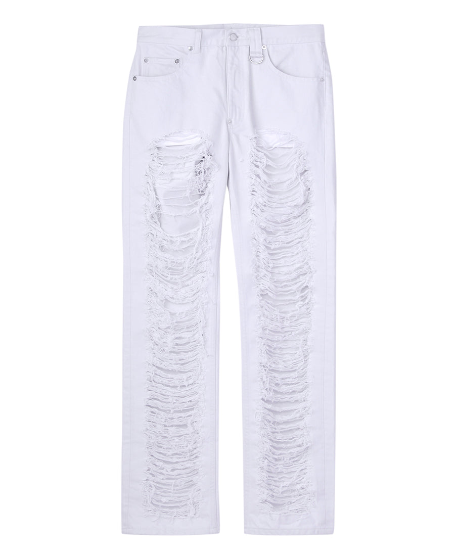 Ripped denim pants | White