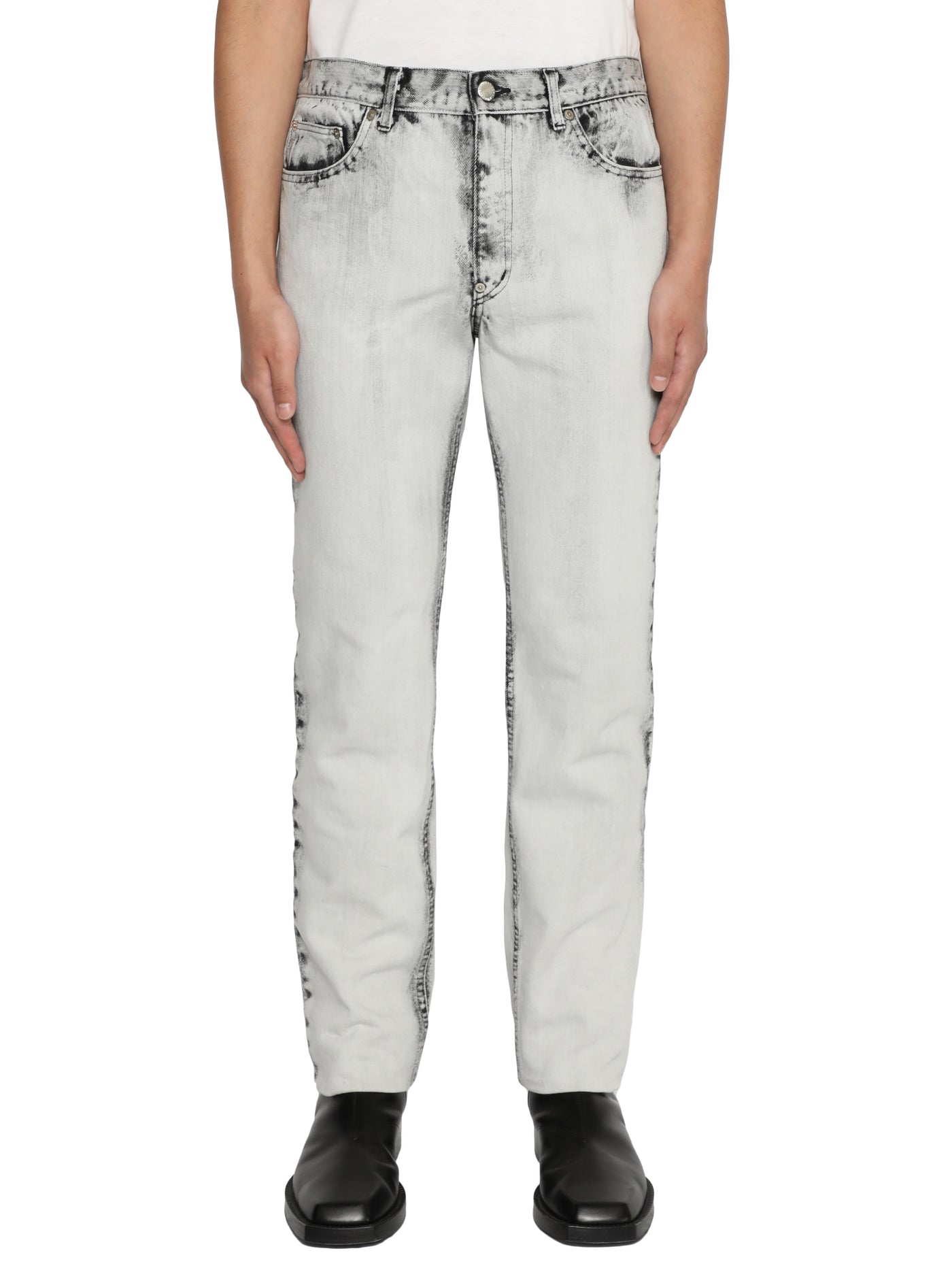 Bleached denim 5pocket pants