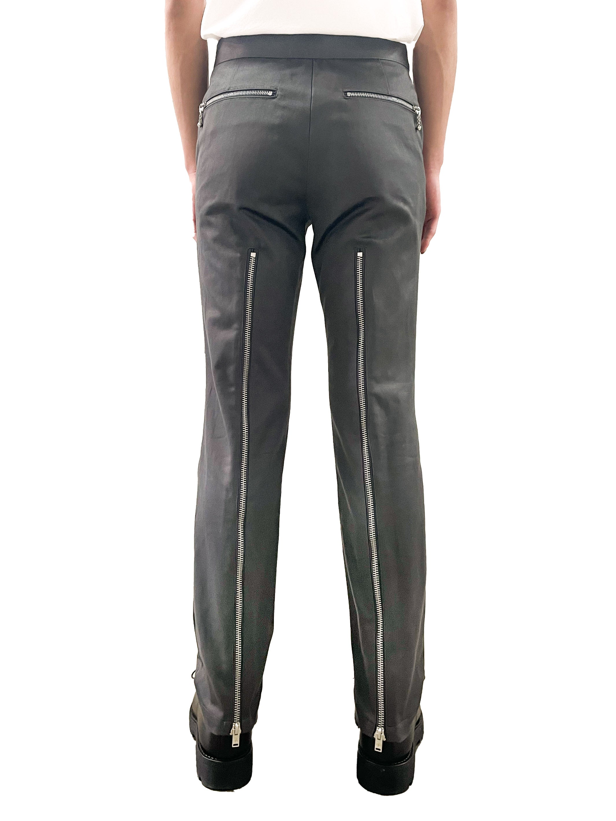 COTTON SATIN BIKER PANTS | GREY