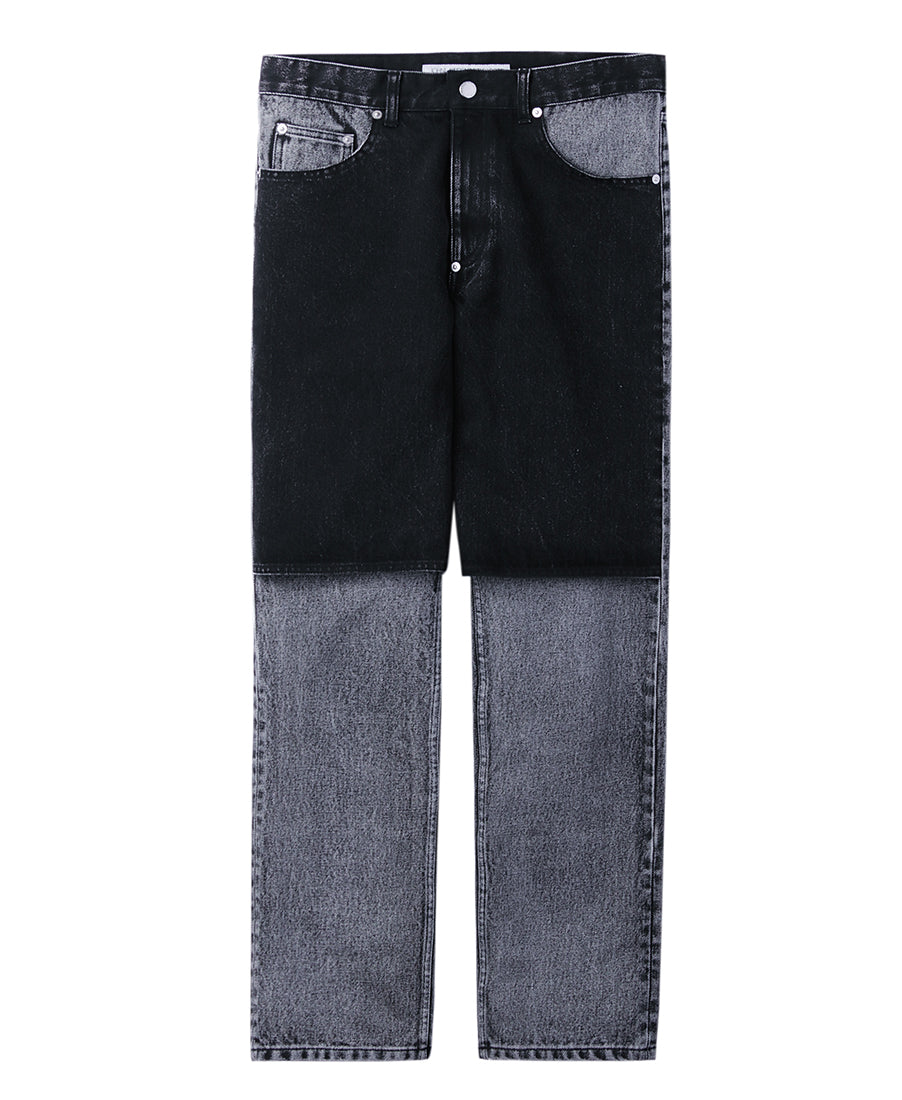 Bleached bi-color pants | Black