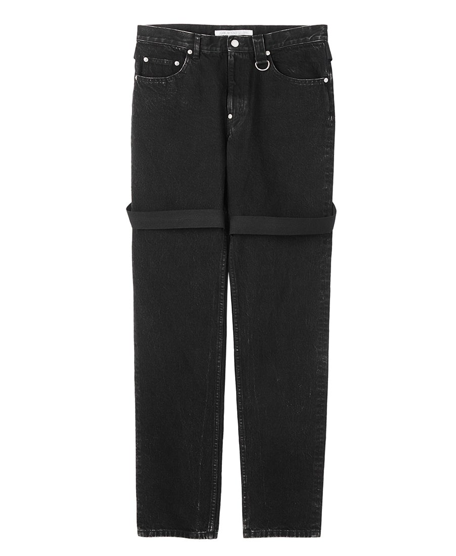 Strap denim pants | Black*black