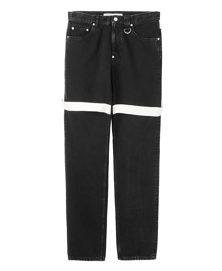 Strap denim pants | Black*white