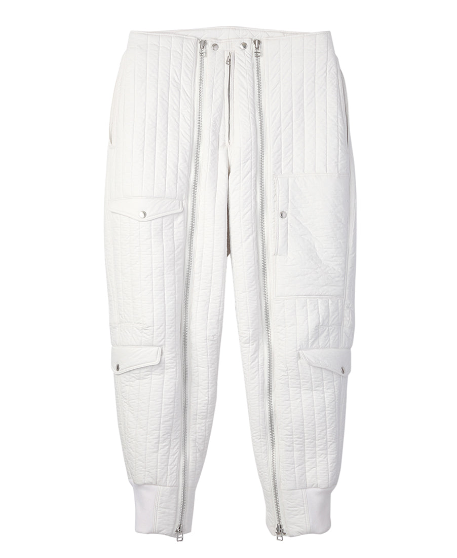 Quilt Bomber Pants | White