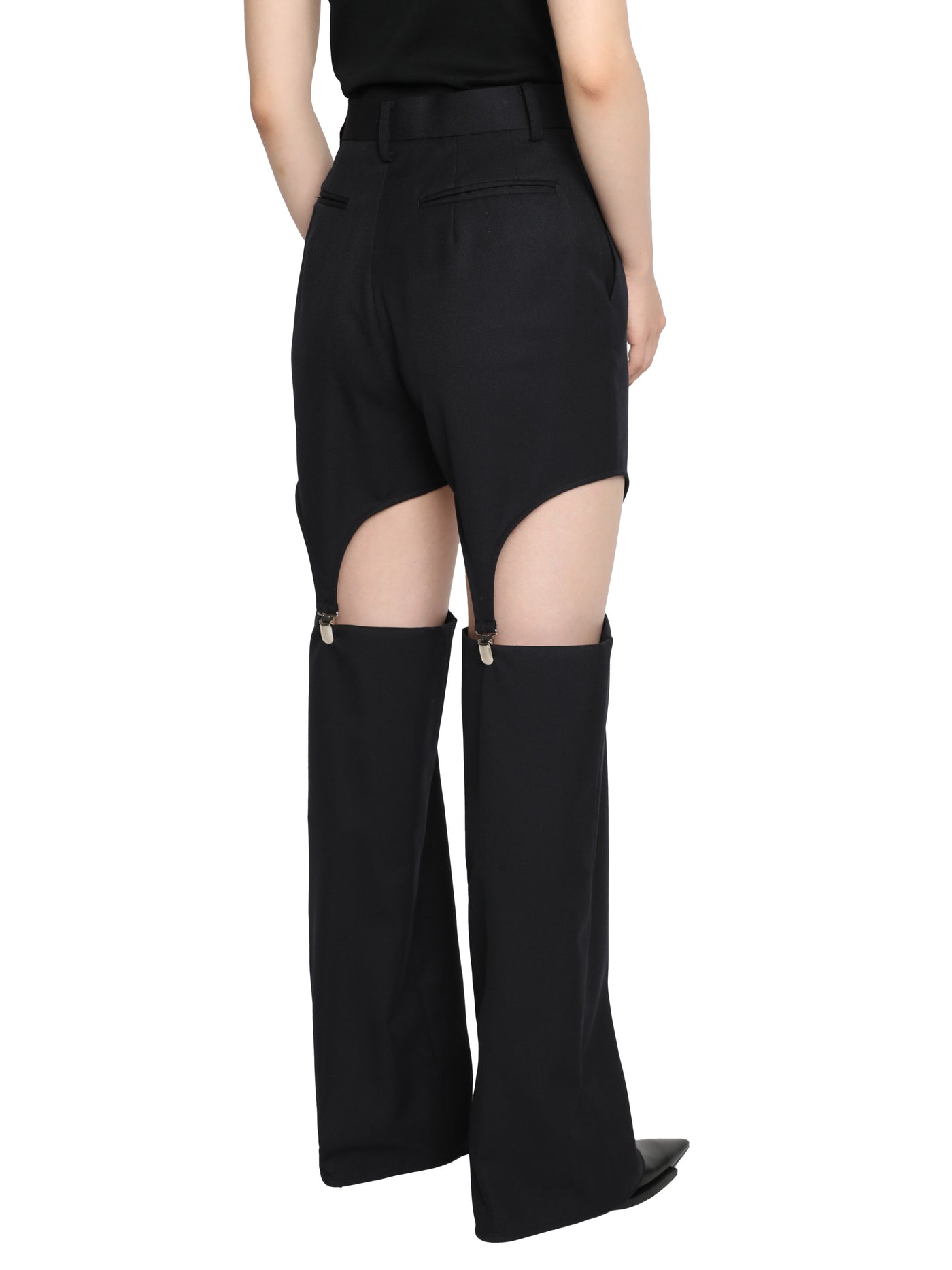 Wool gabardine detachable trousers