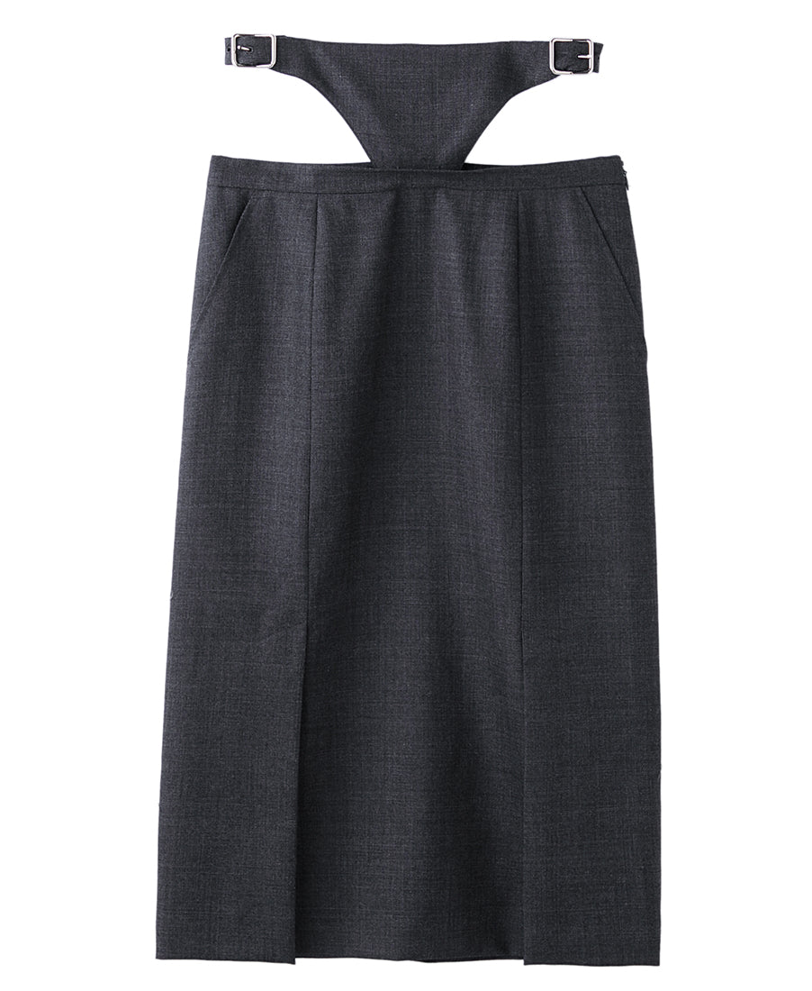 Womens slit skirt with waist belt | Grey