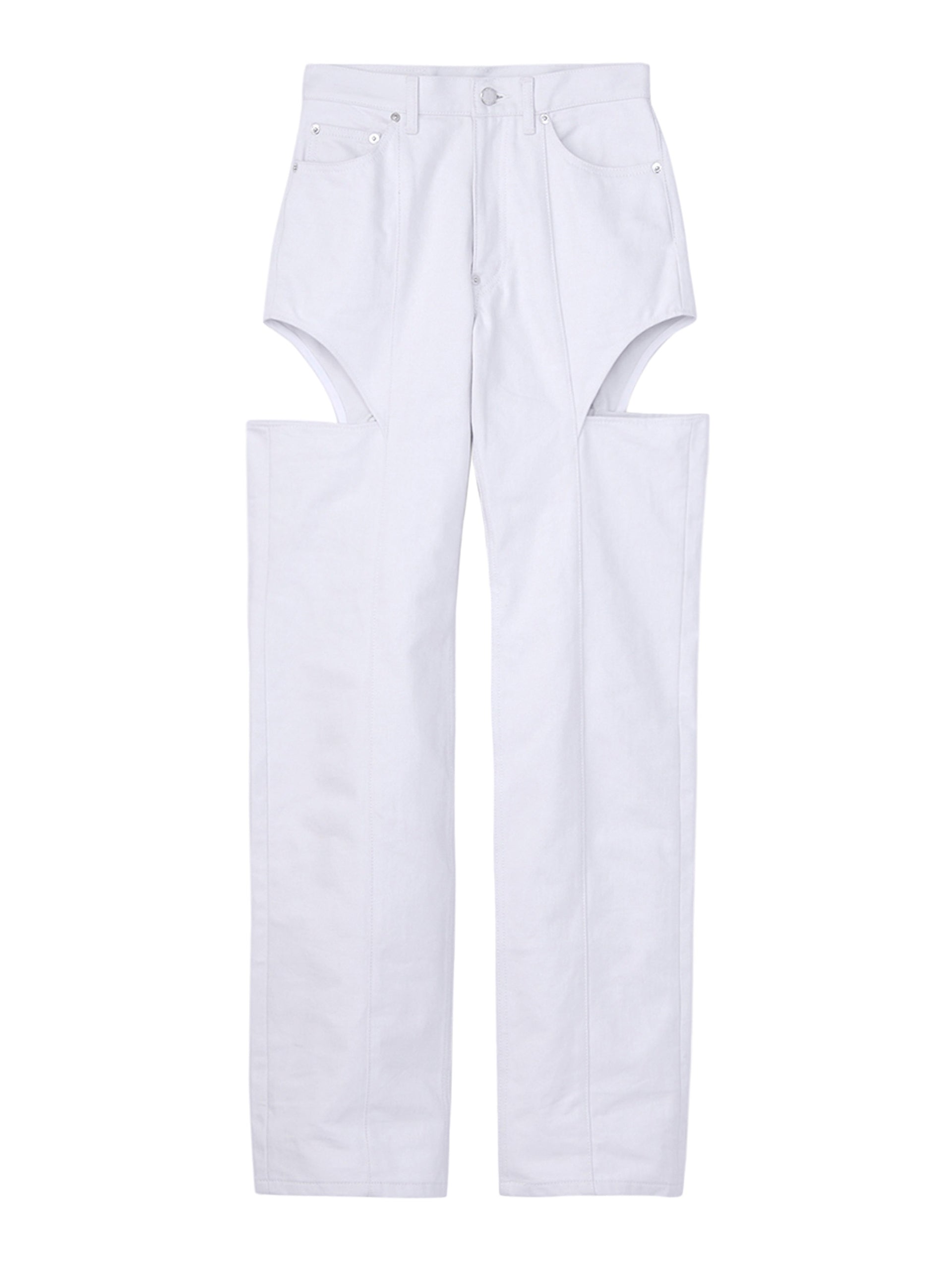 WASHED DENIM HOLLOWED OUT PANTS 