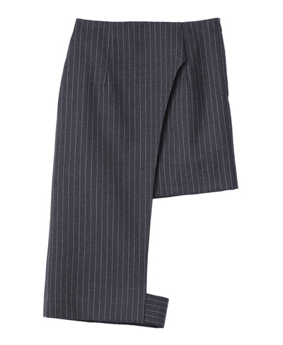 Womens Striped Wool Asymmetry Skirt | Gray