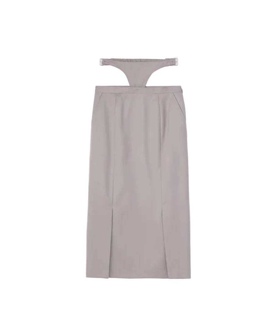 WOMENS VENETIAN WAIST BELT SKIRT | BEIGE