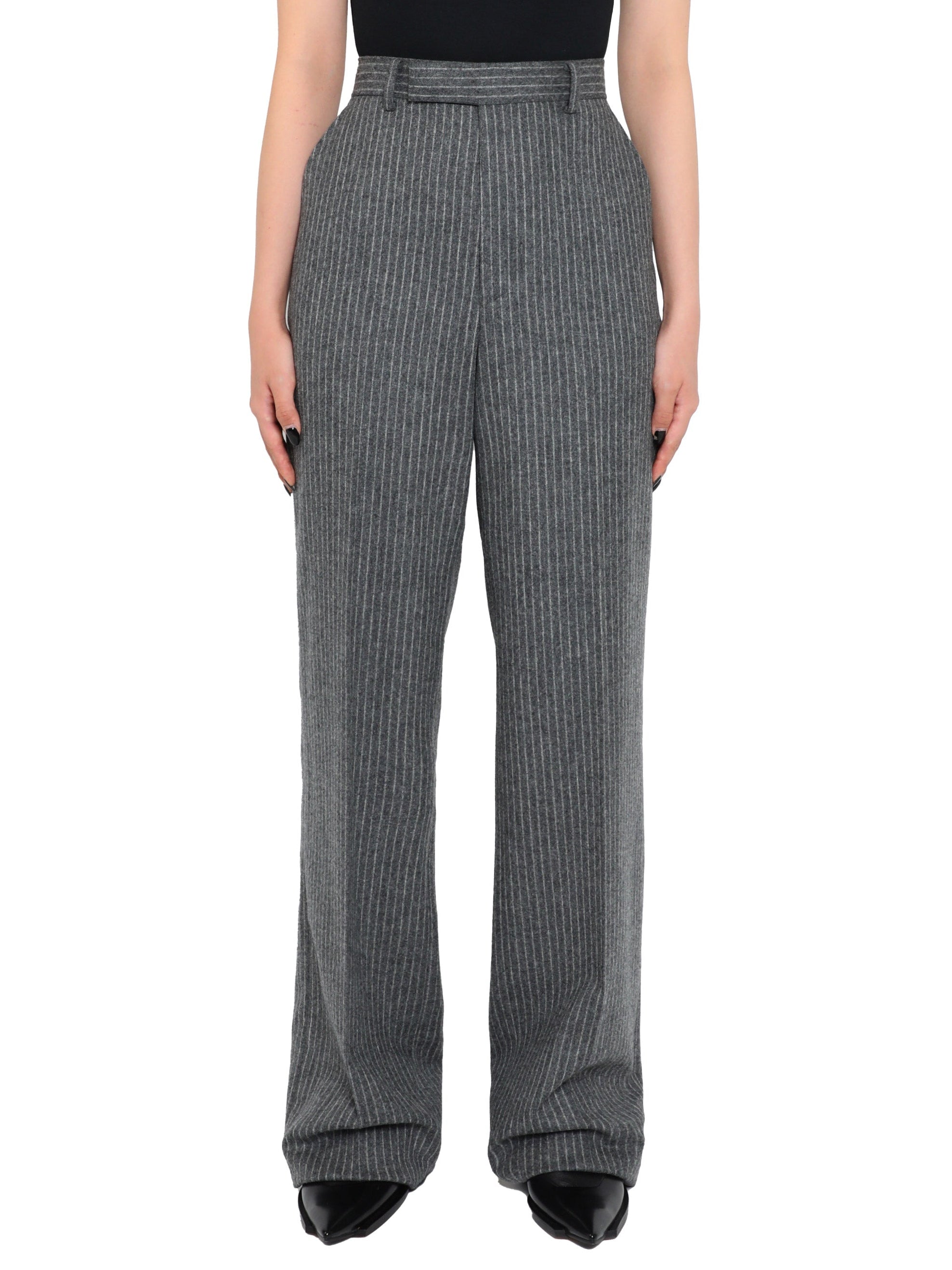 Striped Wool Strait Trousers