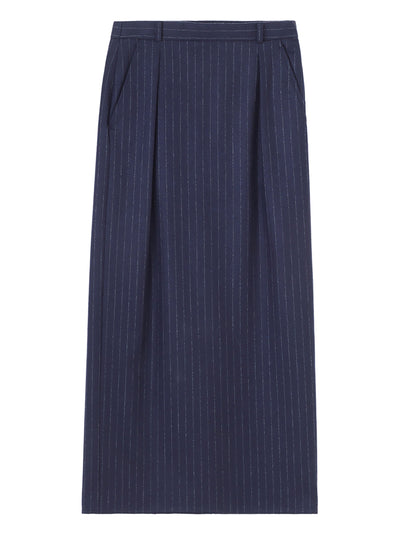 Striped wool long skirt