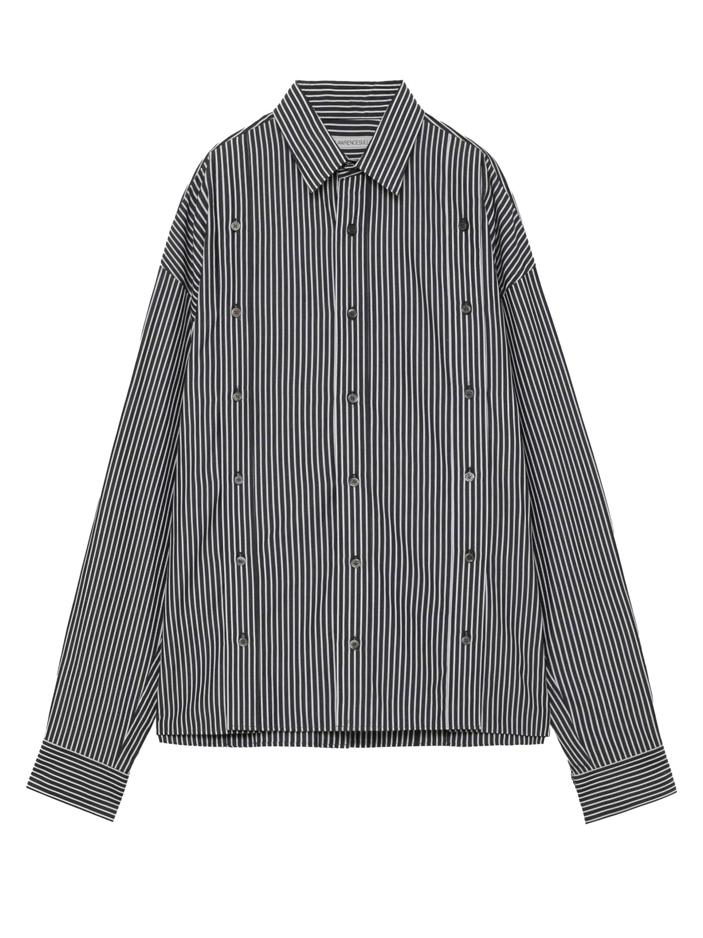 Stripe broadcloth oversized plackets shirt