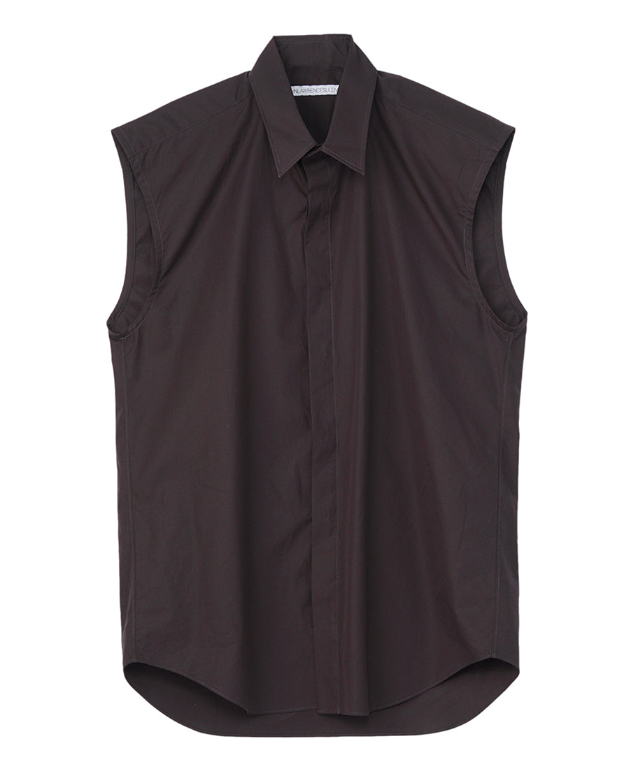Broadcloth sleeveless shirt | Brown