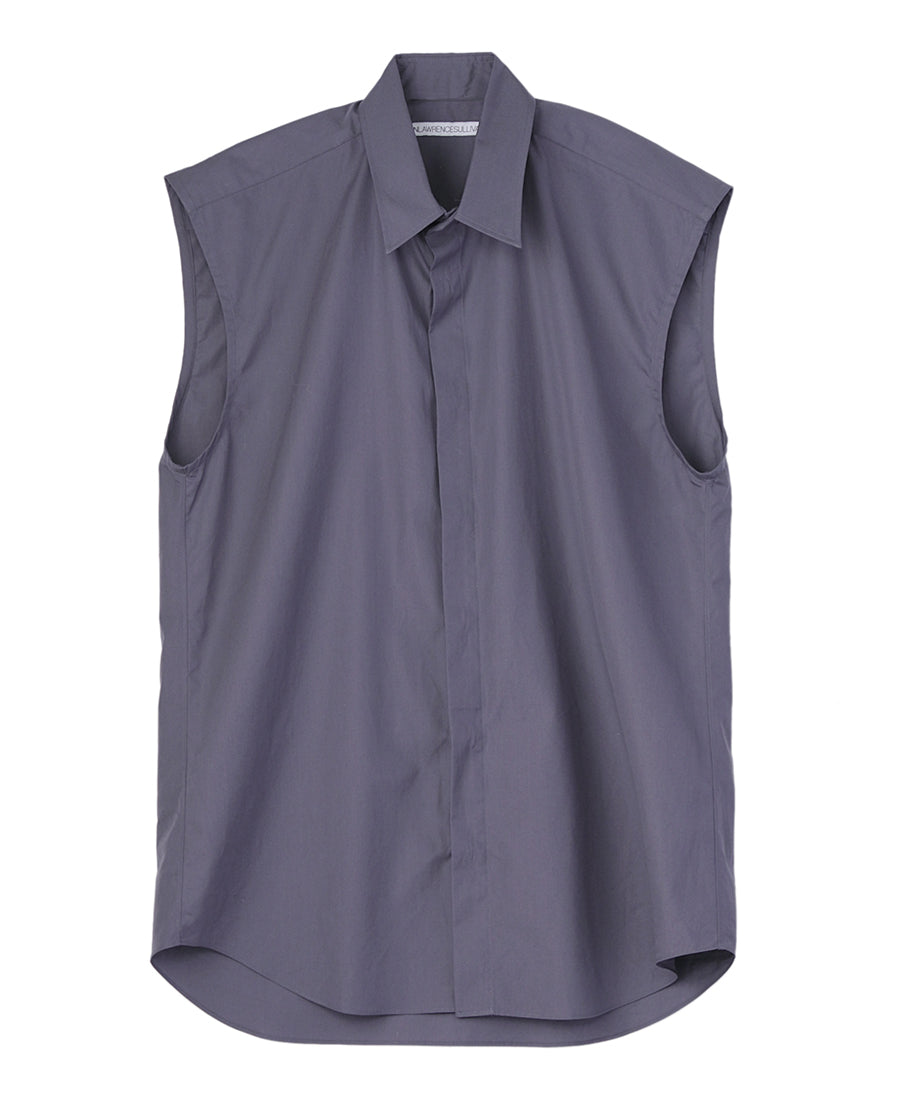 Broadcloth sleeveless shirt | Grey