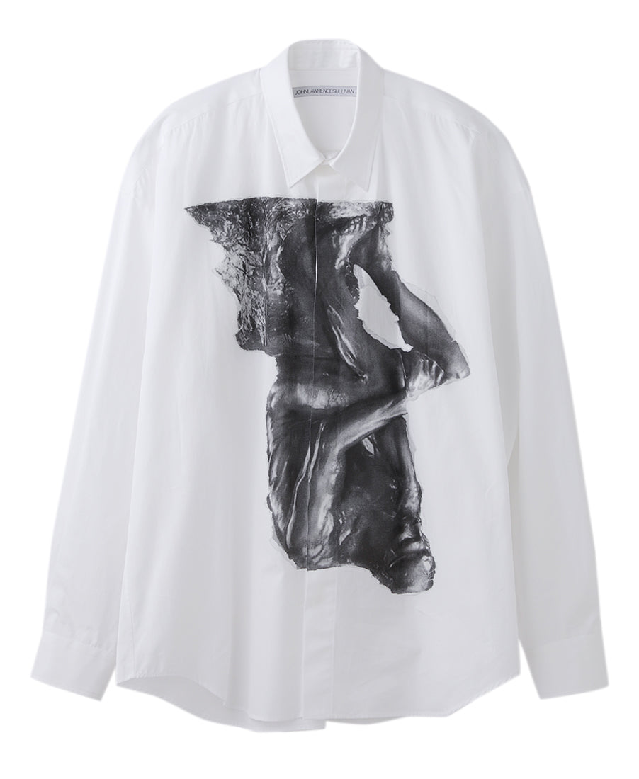 Overside Print Shirt | White