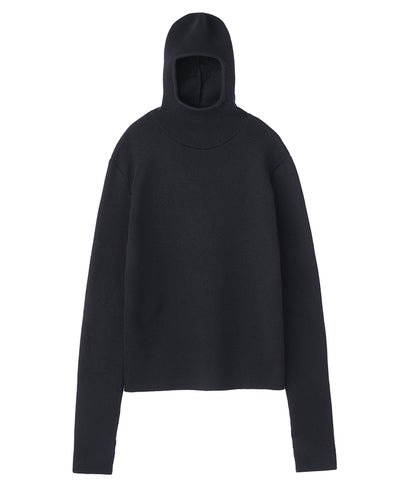 Hooded knit sweater | Black