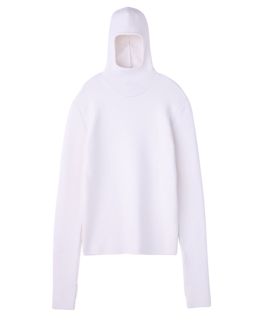 Hooded Knit Sweater | White