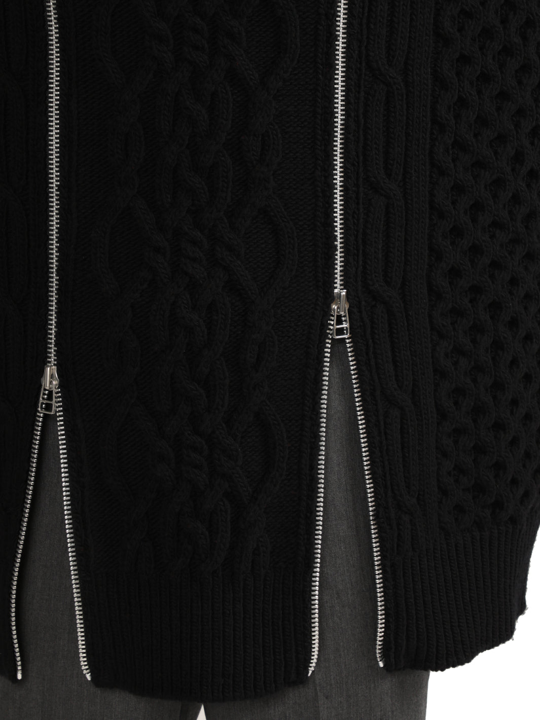 ZIPPED FISHERMAN KNIT SWEATER