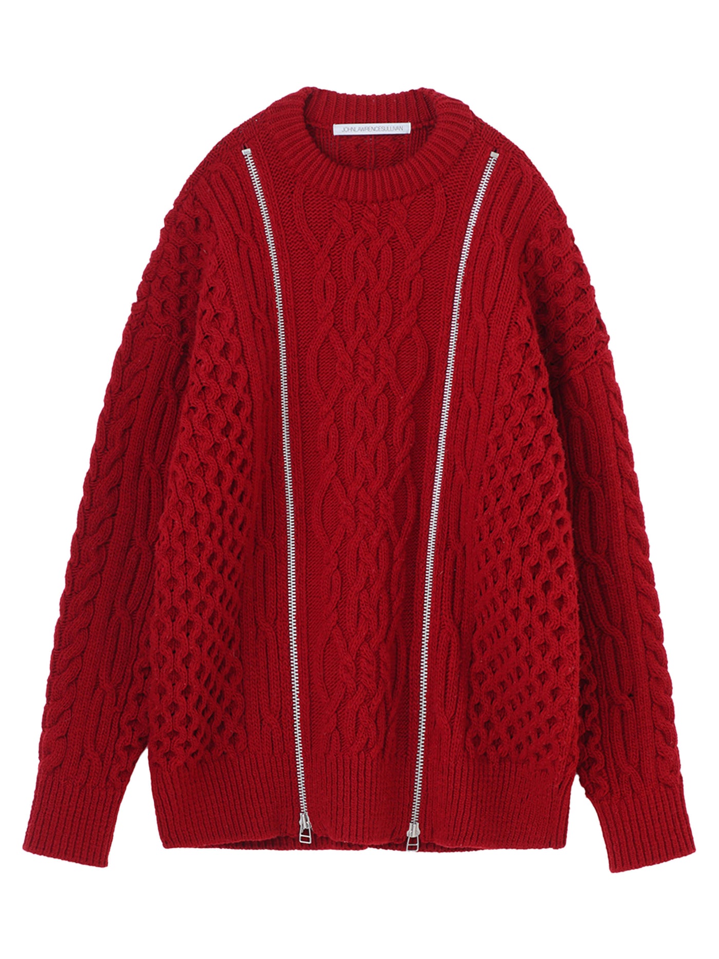 Zipped fisherman knit sweater