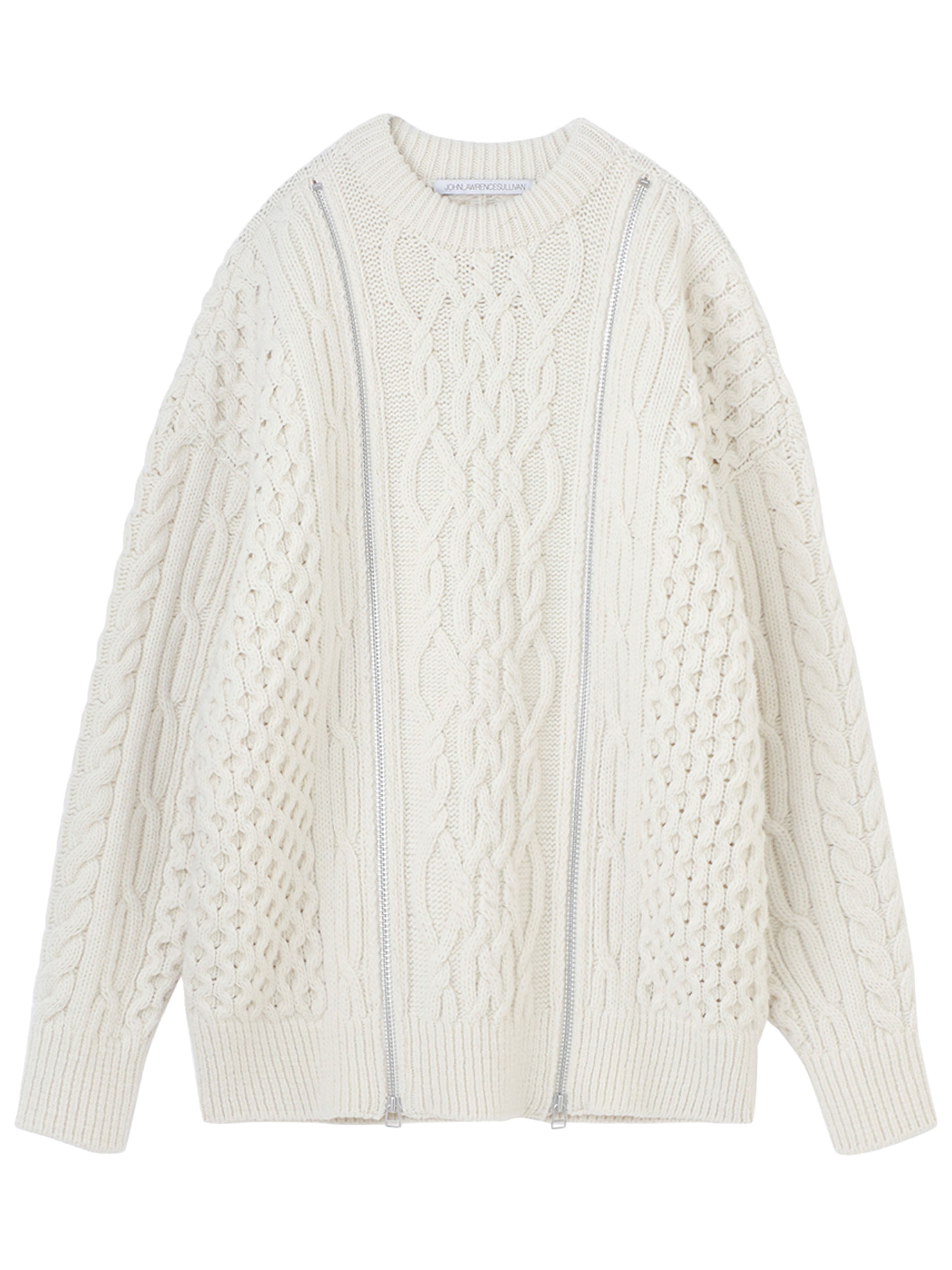ZIPPED FISHERMAN KNIT SWEATER