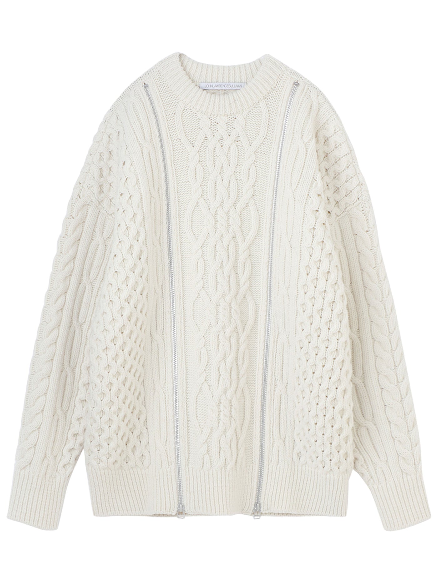 Zipped fisherman knit sweater