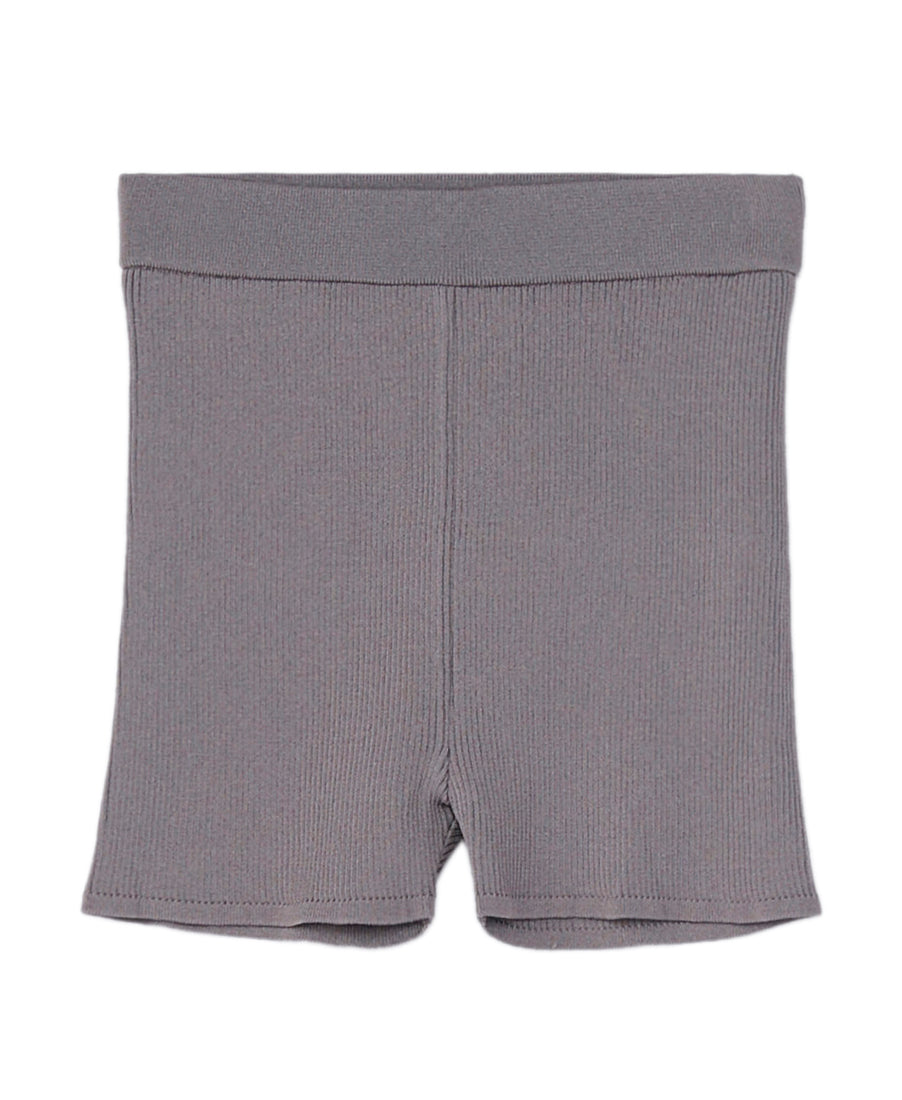 Womens Rib-Knit Biker Shorts | Gray
