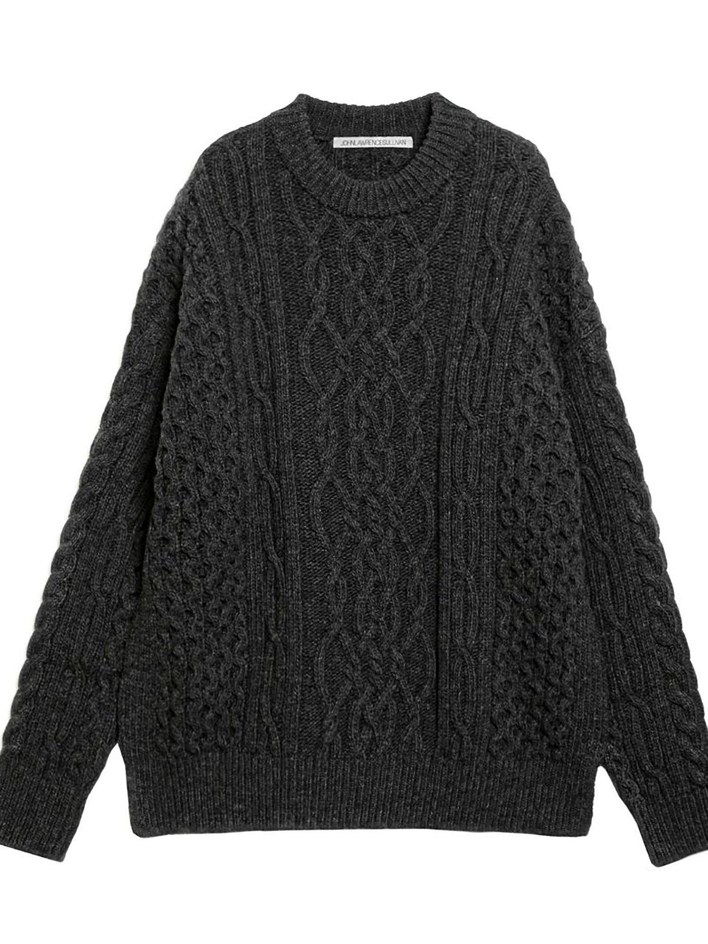 Side slit fisherman knit sweater