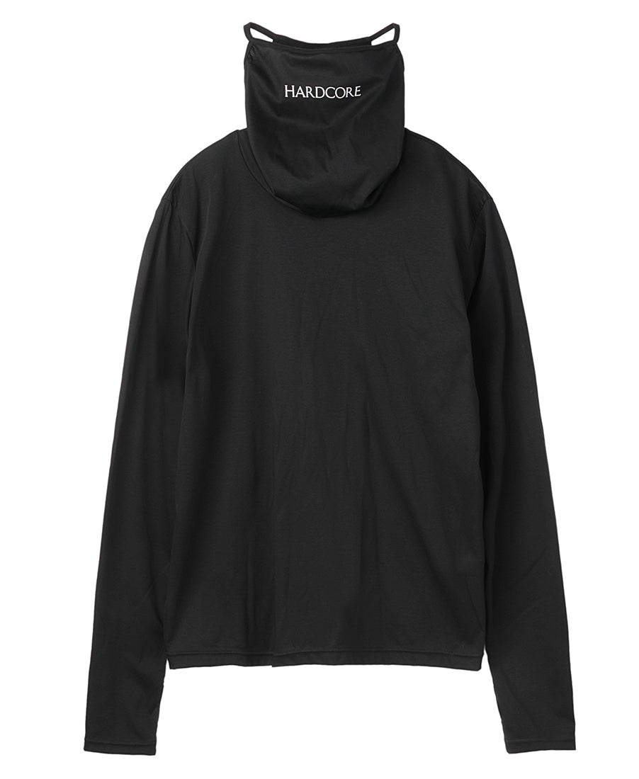 Print earhook hi-neck top | Black