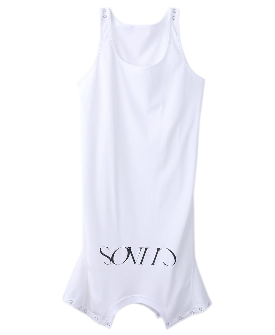 Womens "CHAOS" up side down top | White
