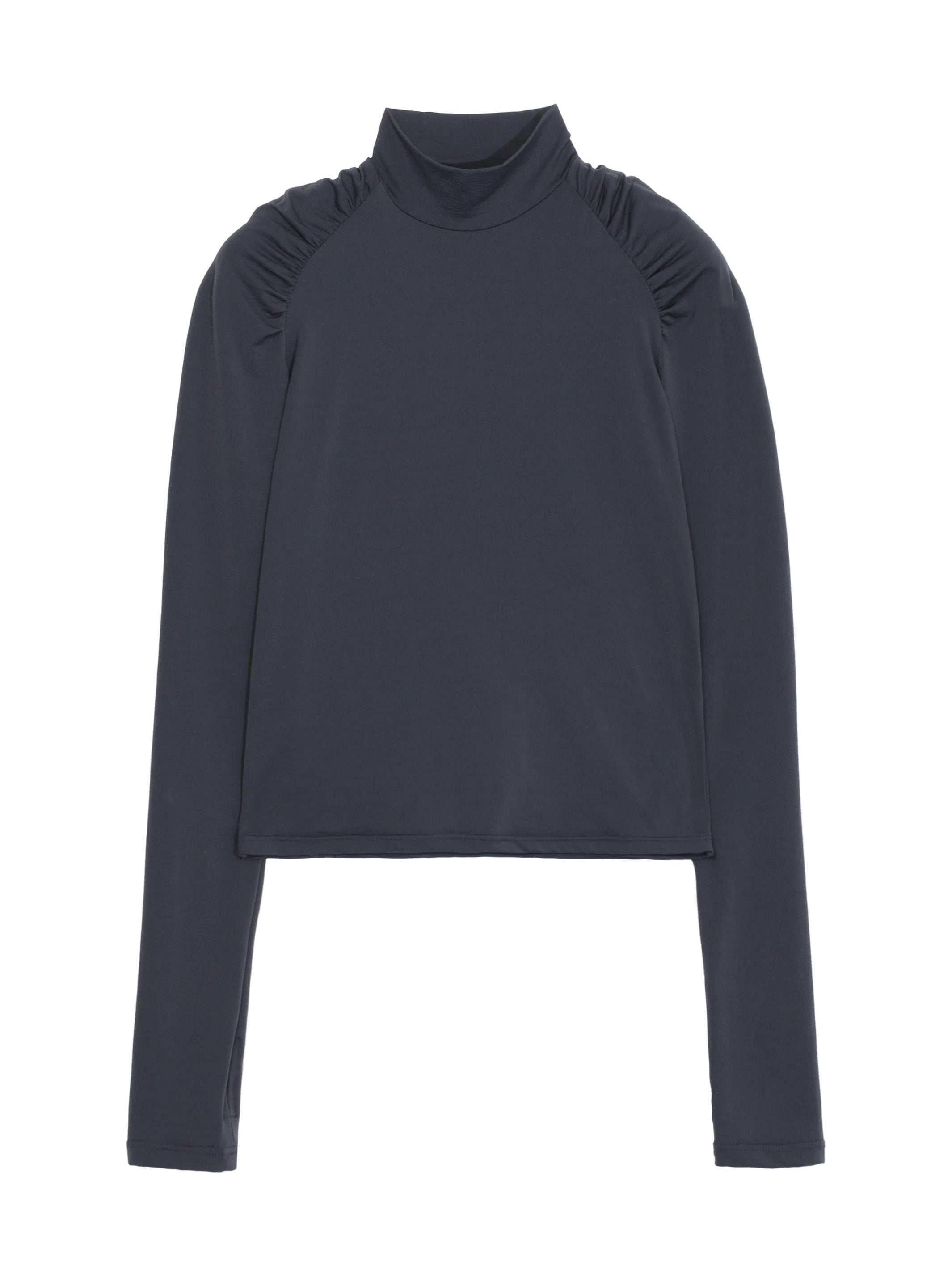Wrinkle Jersey Gather Hi-Neck TOP