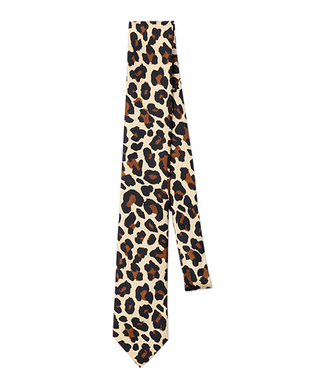 Leopard printed silk neck tie