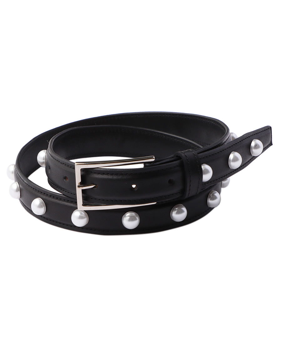 Single pearl leather belt