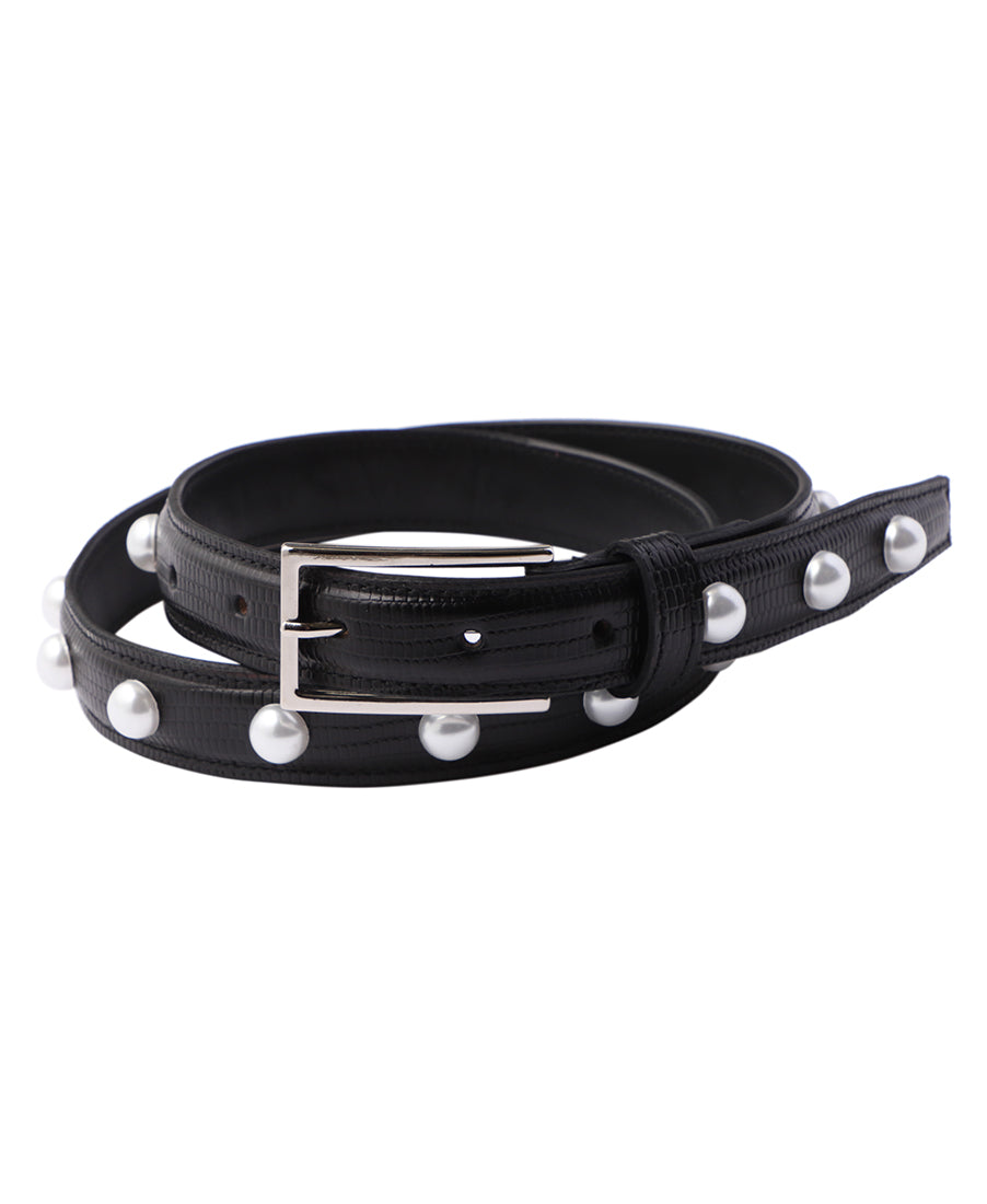 Single pearl leather belt