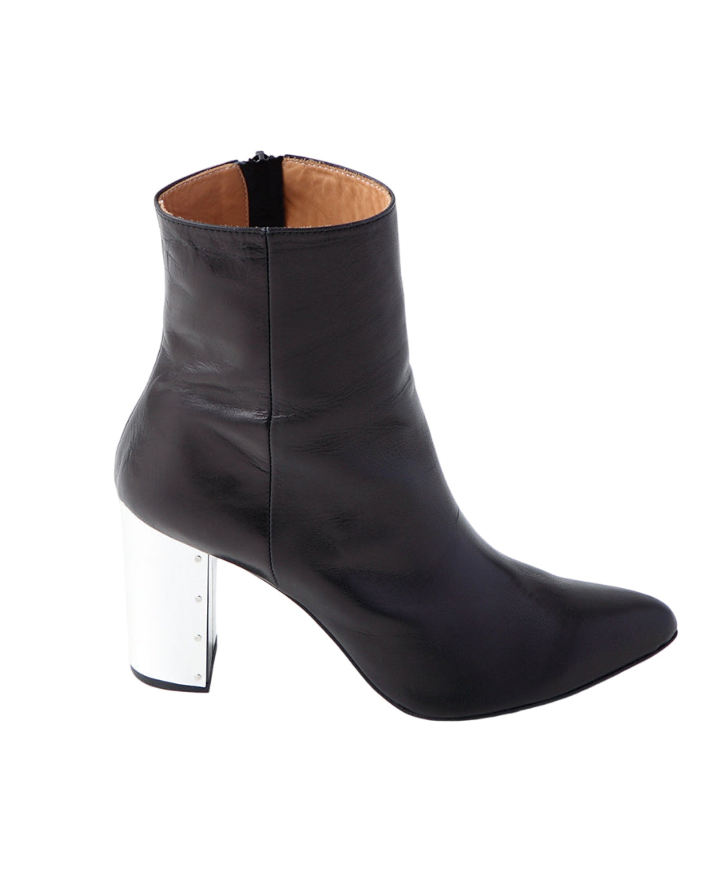 METAL HEEL LEATHER BOOTS