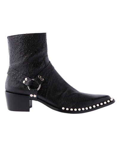 Pointed toe boots with pearl | OSTRICH