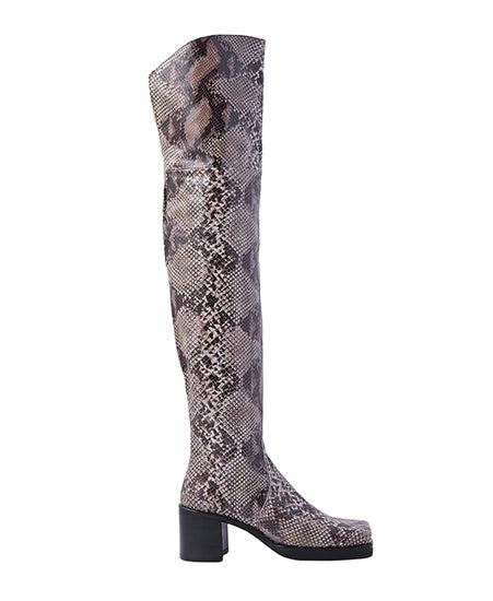 WOMENS PYTHON SQUARE TOE LONG BOOTS