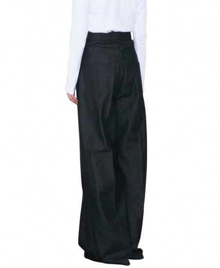 Womens rigid denim wide pants