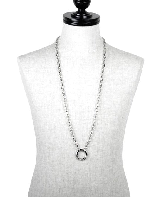 Ring Top Long Chain Necklace | Silver