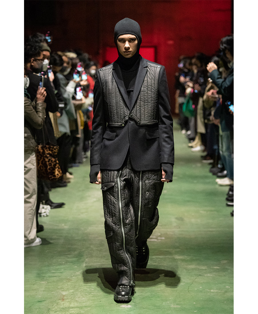 Quilt Bomber Pants | Black