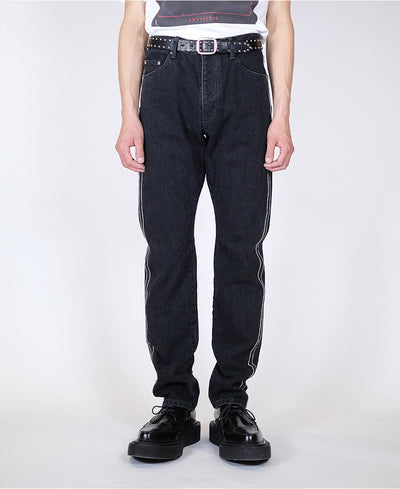 Washed denim selvedge jeans | Black