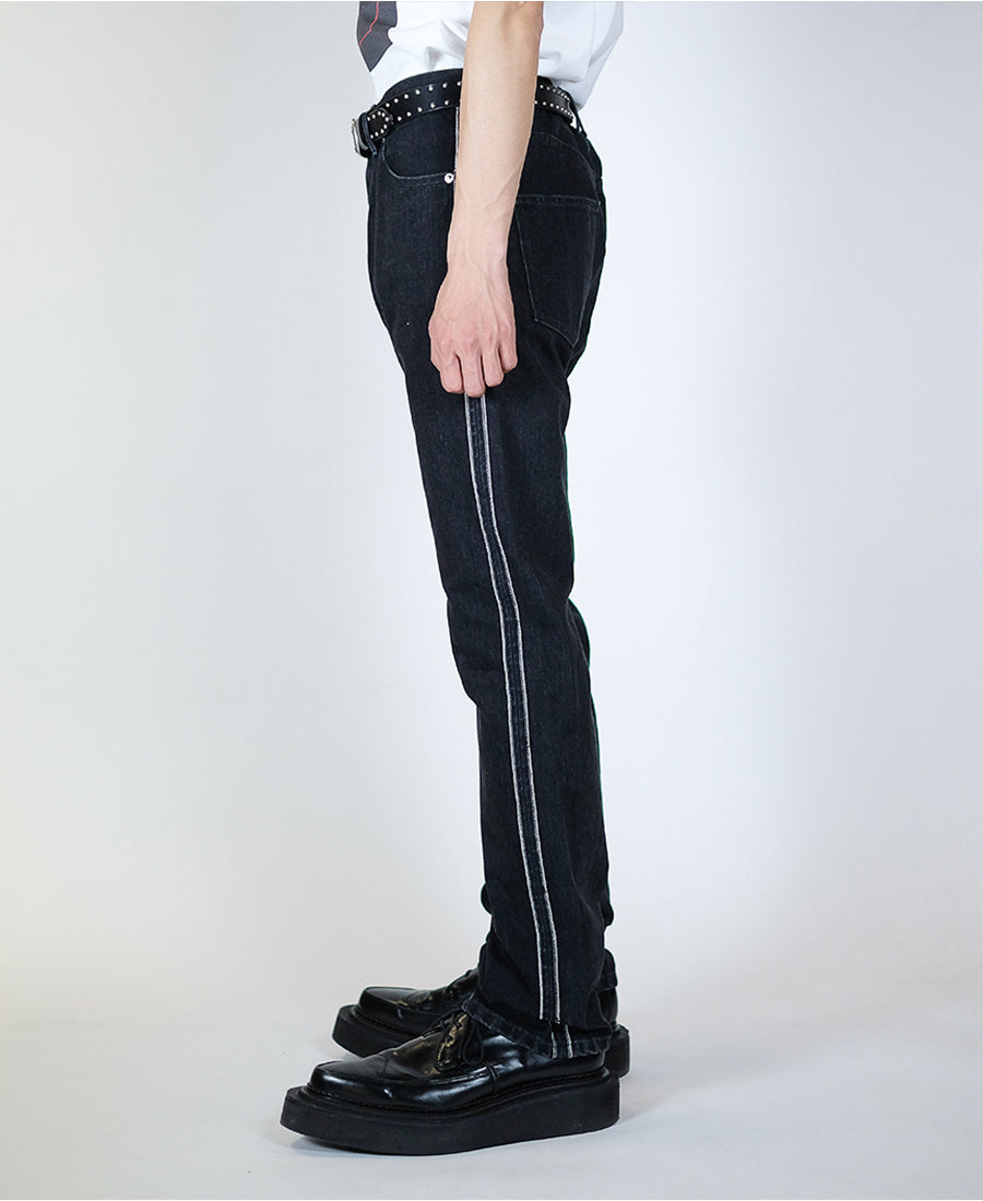Washed denim selvedge jeans | Indigo