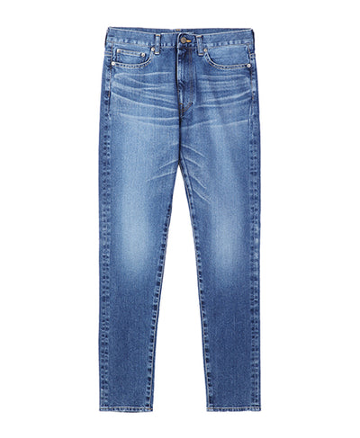 Washed denim tapered pants