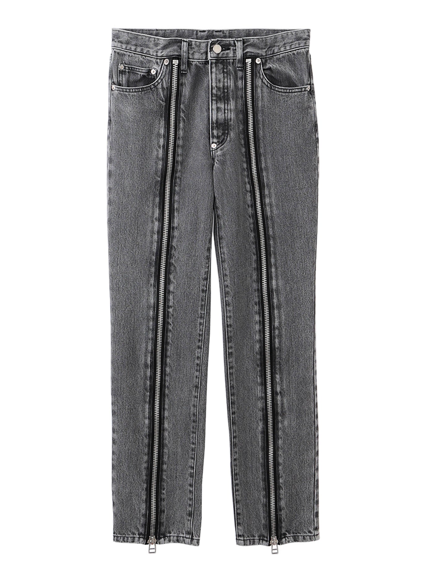 Washed Denim Zipped Pants