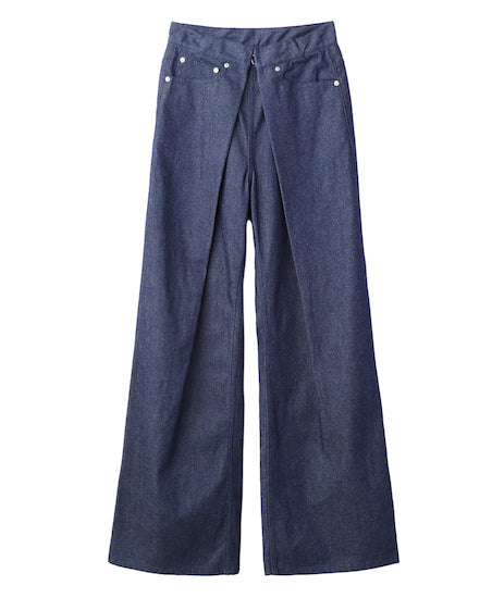 Womens rigid denim wide pants