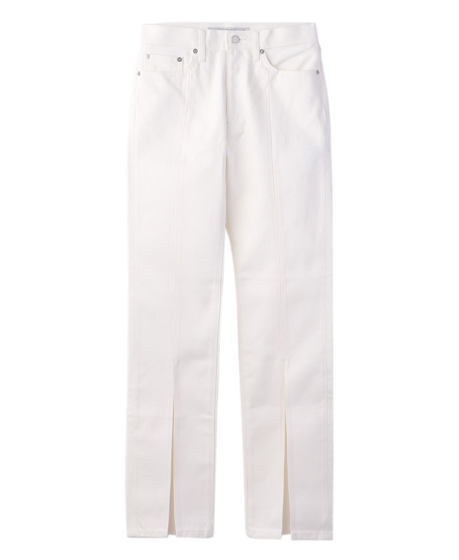 Womens rigid denim slited pants