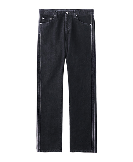 Washed denim selvedge jeans | Black