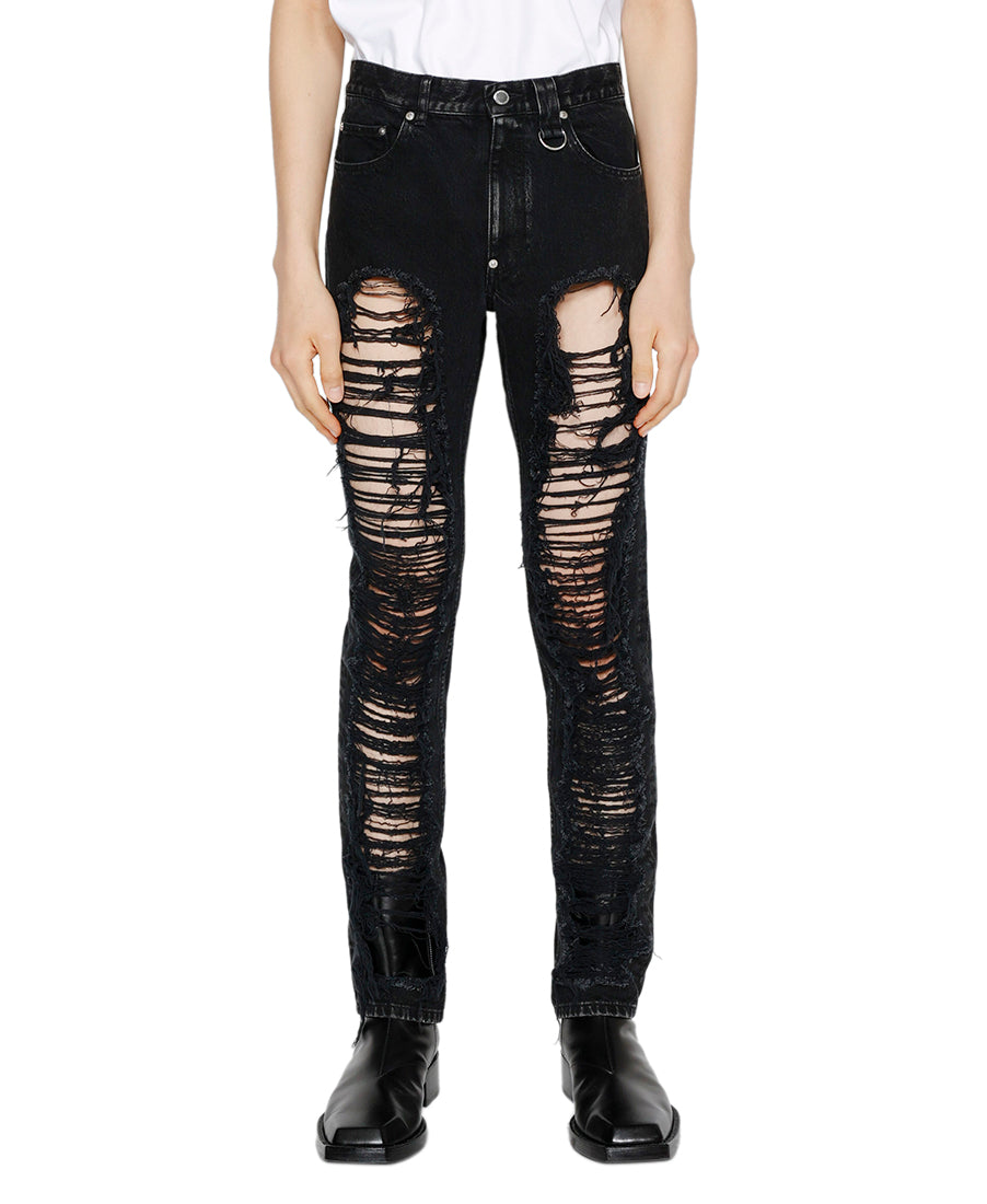 Ripped denim pants | White