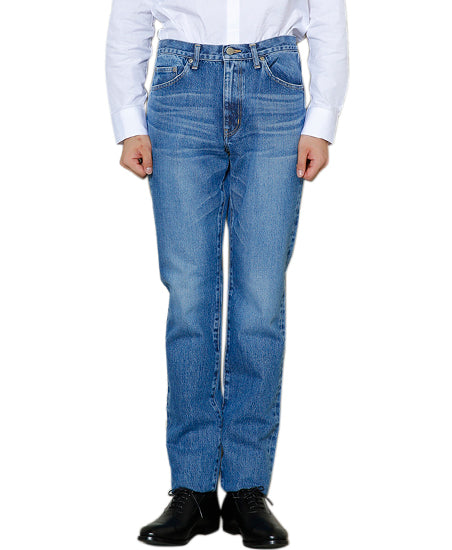 Washed Denim Straight Pants