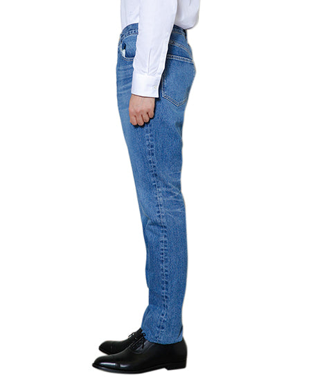 Washed Denim Straight Pants