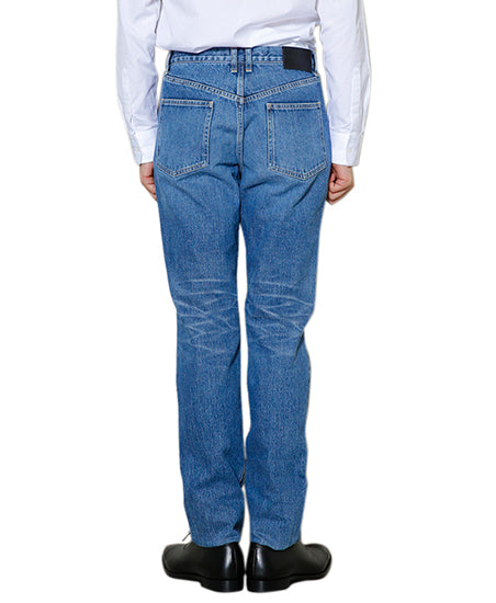 Washed Denim Straight Pants