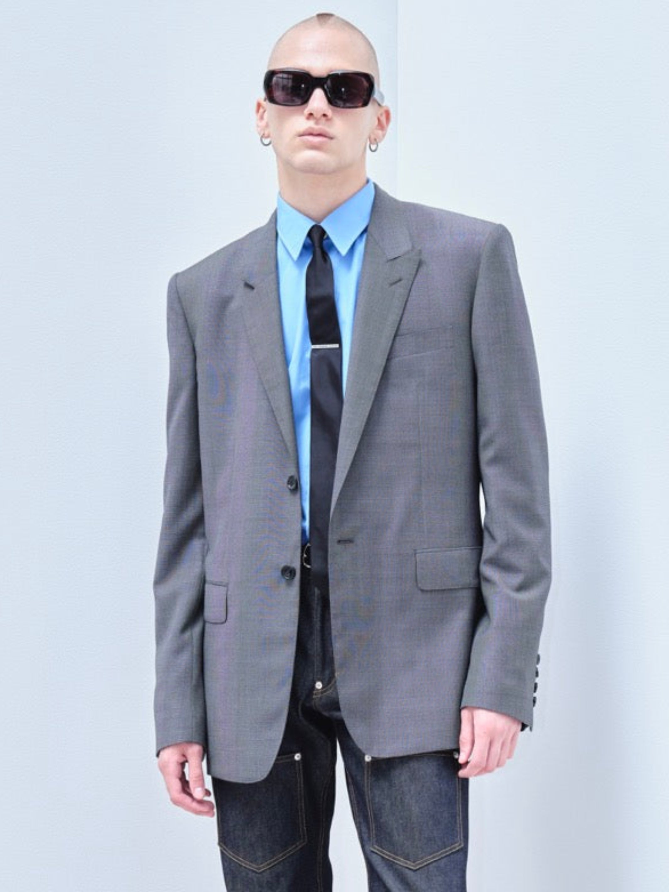 PIN-DOT ASYMMETRY JACKET